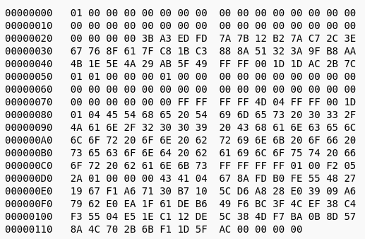 Image from an hexadecimal editor.